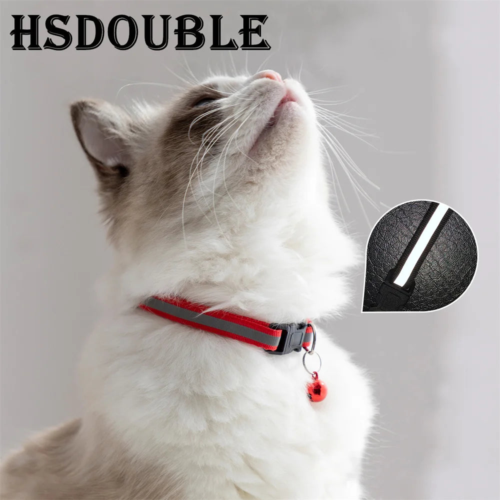 2-Pack Adjustable Reflective Pet Collars with Bell – For Cats & Small Dogs