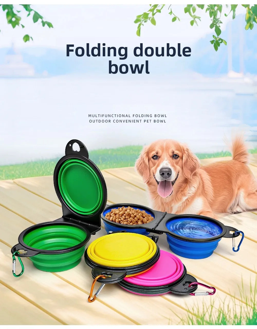 Foldable Travel Pet Bowl – Compact Feeder for Walks & Trips