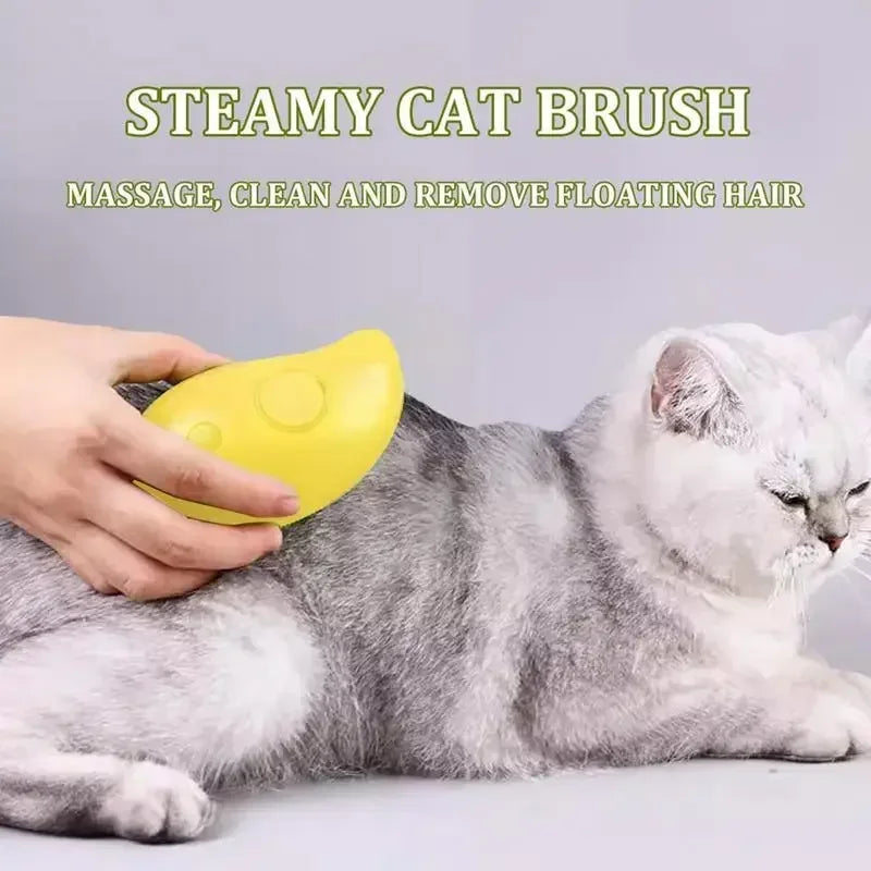 3-in-1 Pet Steam Brush for Shedding, Massage & Grooming