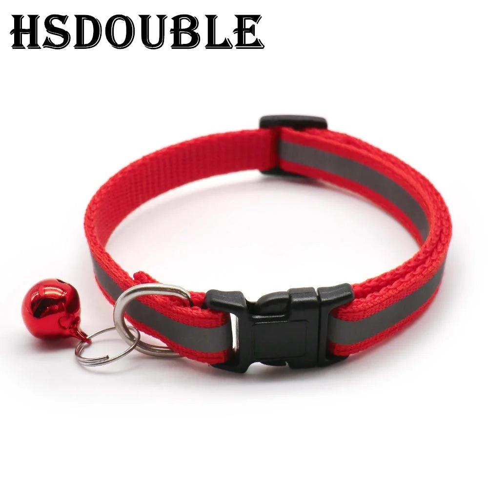 2-Pack Adjustable Reflective Pet Collars with Bell – For Cats & Small Dogs