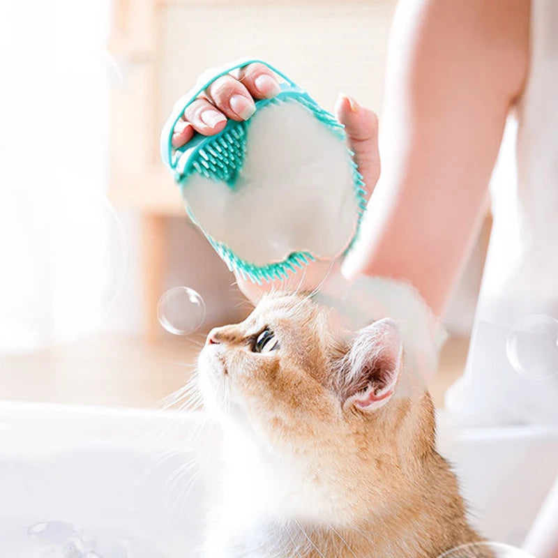 Soft Silicone Pet Bathing Brush & Massager for Dogs & Cats