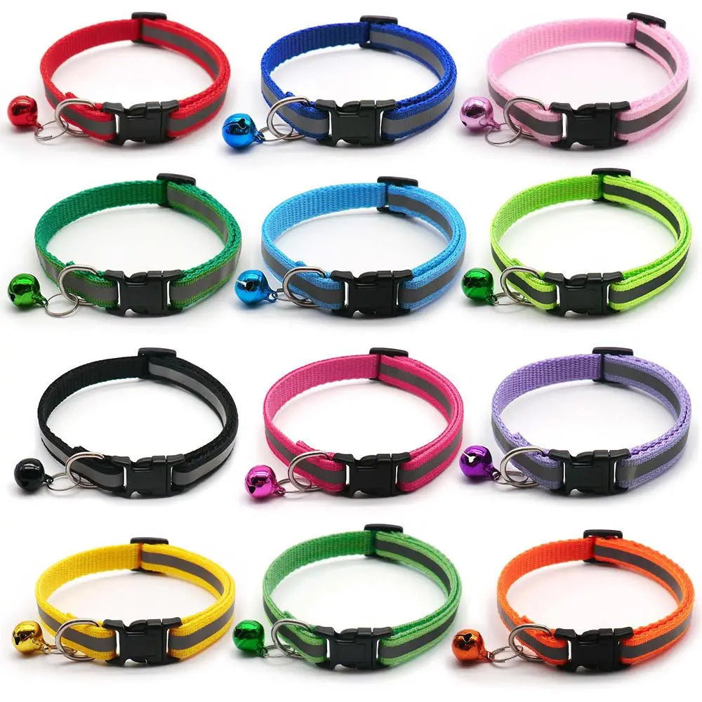 2-Pack Adjustable Reflective Pet Collars with Bell – For Cats & Small Dogs