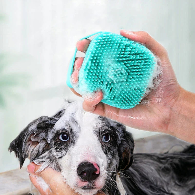 Soft Silicone Pet Bathing Brush & Massager for Dogs & Cats