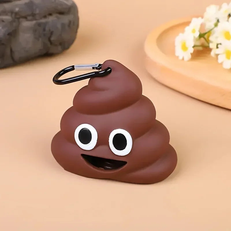Funny Poop-Shaped Dog Waste Bag Dispenser with Carabiner Clip