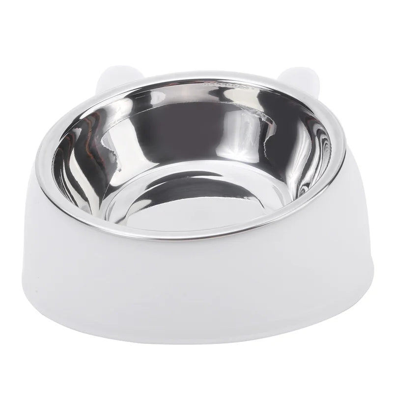 Ergonomic Elevated & Tilted Cat Bowl with Stainless Steel