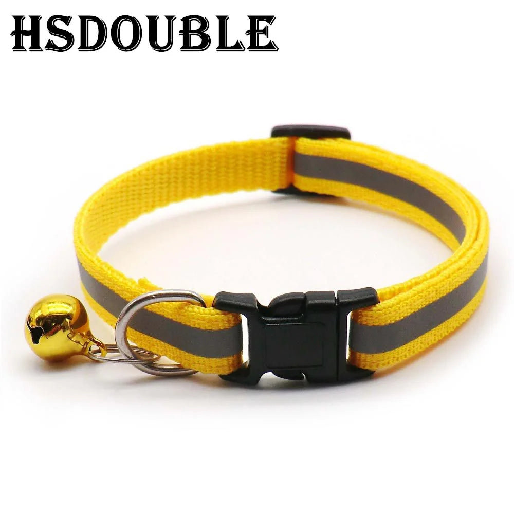 2-Pack Adjustable Reflective Pet Collars with Bell – For Cats & Small Dogs