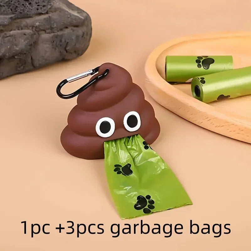 Funny Poop-Shaped Dog Waste Bag Dispenser with Carabiner Clip