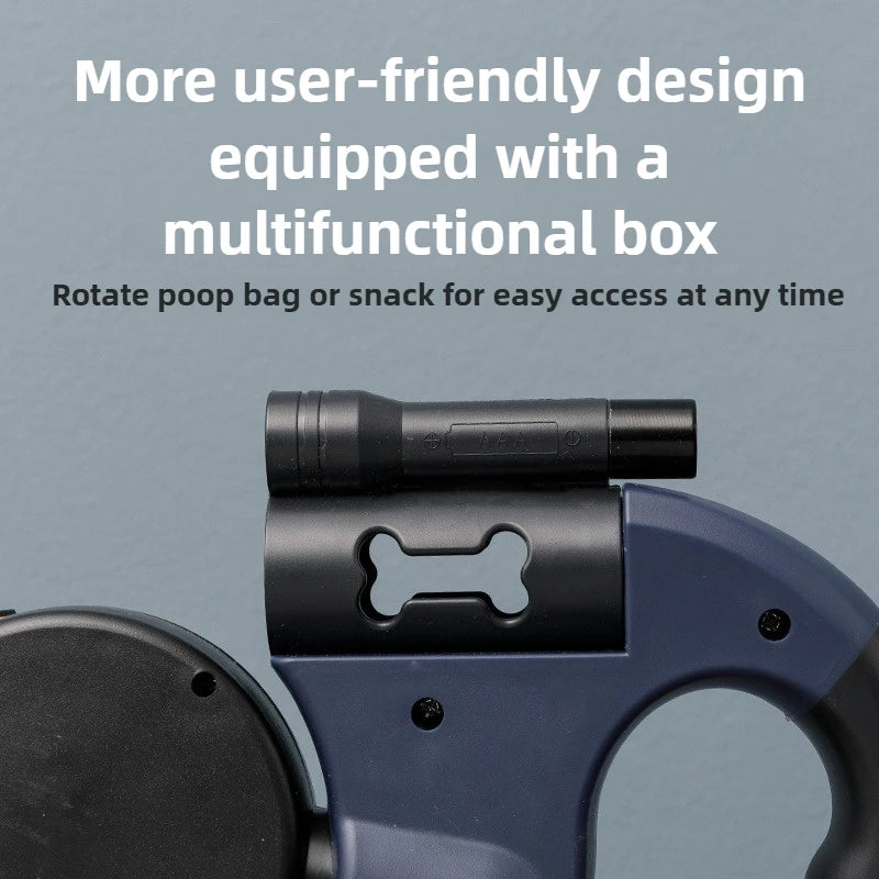 Retractable Dual Dog Lead – Tangle-Free 360° Swivel with LED for Safe Walks