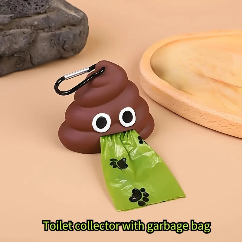 Funny Poop-Shaped Dog Waste Bag Dispenser with Carabiner Clip