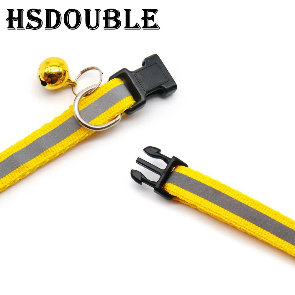 2-Pack Adjustable Reflective Pet Collars with Bell – For Cats & Small Dogs