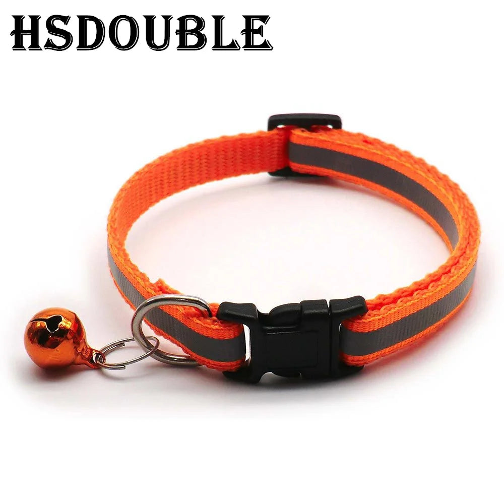 2-Pack Adjustable Reflective Pet Collars with Bell – For Cats & Small Dogs