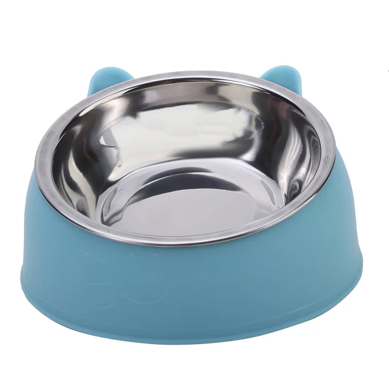 Ergonomic Elevated & Tilted Cat Bowl with Stainless Steel