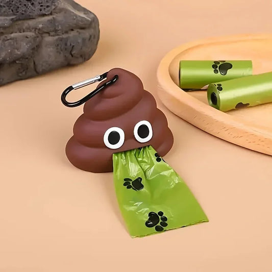 Funny Poop-Shaped Dog Waste Bag Dispenser with Carabiner Clip