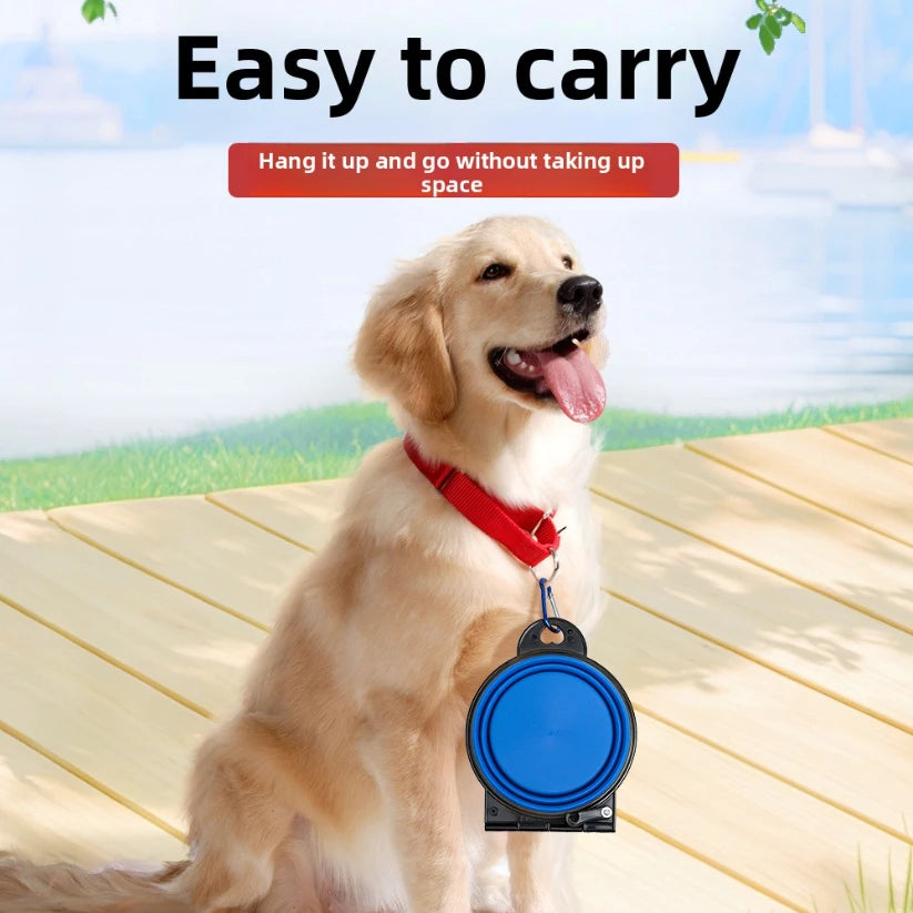 Foldable Travel Pet Bowl – Compact Feeder for Walks & Trips