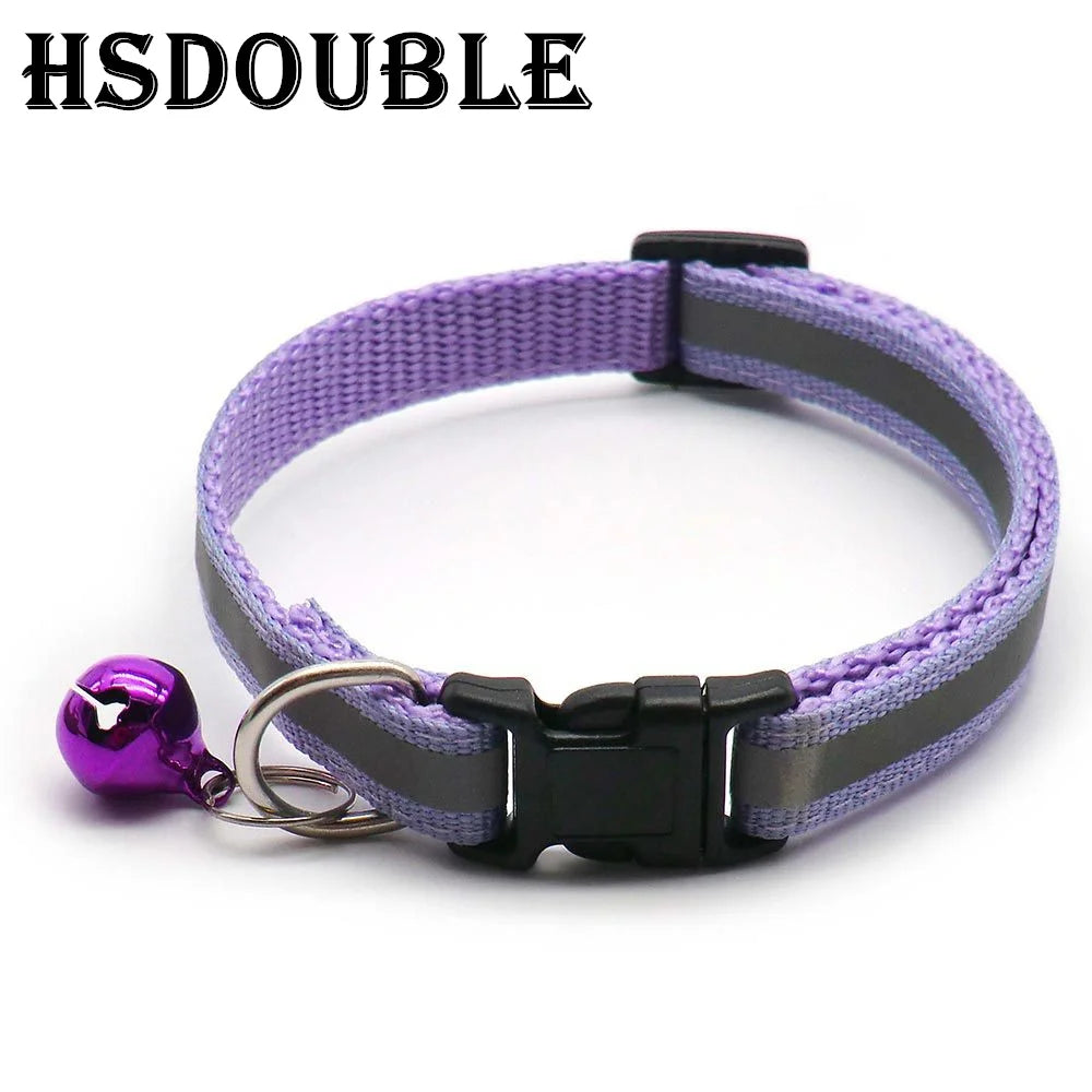 2-Pack Adjustable Reflective Pet Collars with Bell – For Cats & Small Dogs
