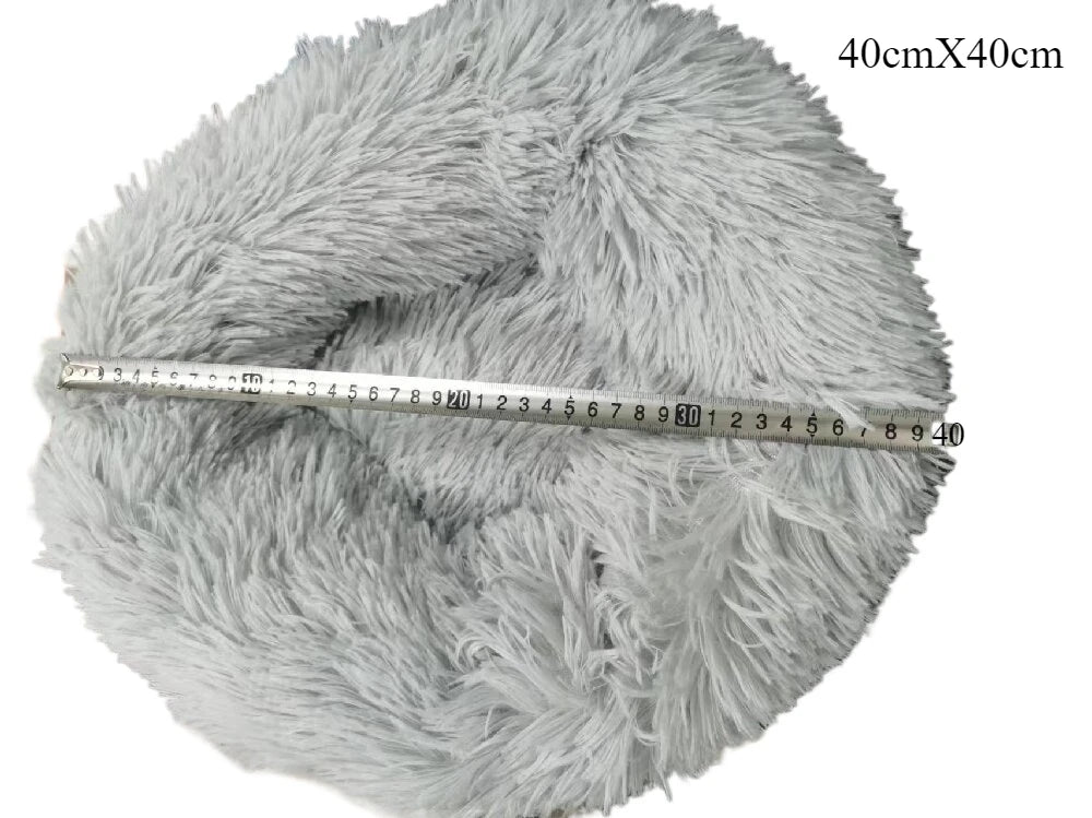 Fluffy Donut Pet Bed – Calming Round Nest for Cats & Small Dogs