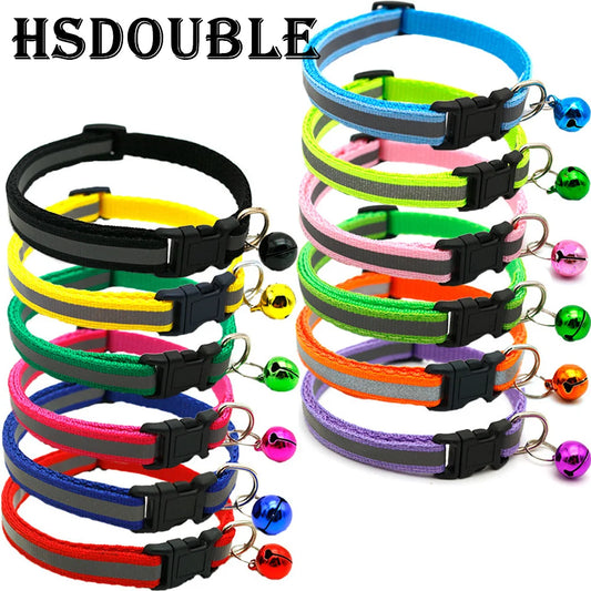 2-Pack Adjustable Reflective Pet Collars with Bell – For Cats & Small Dogs