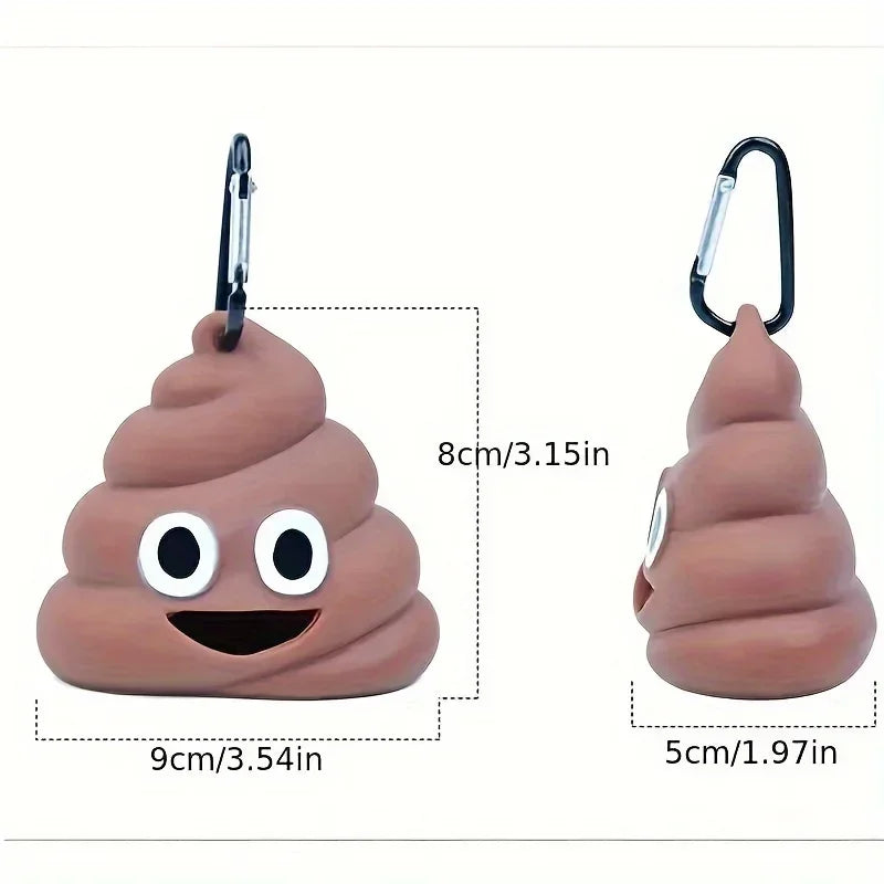 Funny Poop-Shaped Dog Waste Bag Dispenser with Carabiner Clip