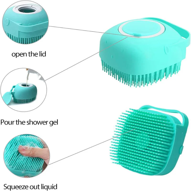 Soft Silicone Pet Bathing Brush & Massager for Dogs & Cats
