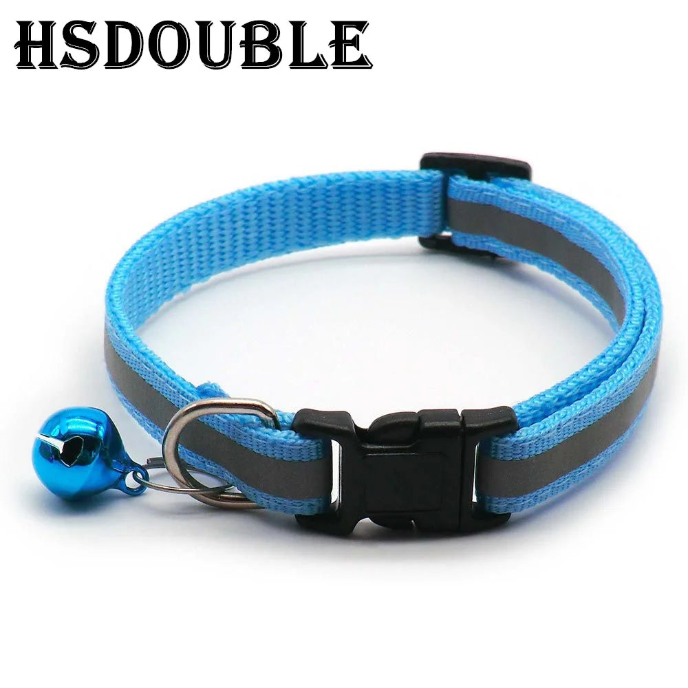 2-Pack Adjustable Reflective Pet Collars with Bell – For Cats & Small Dogs