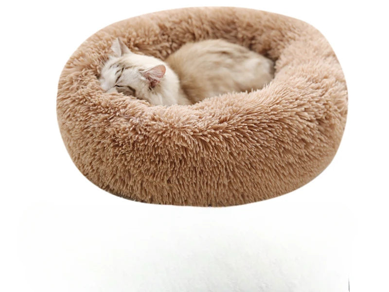 Fluffy Donut Pet Bed – Calming Round Nest for Cats & Small Dogs