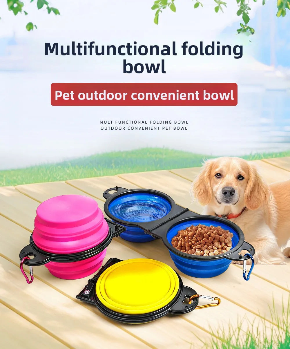 Foldable Travel Pet Bowl – Compact Feeder for Walks & Trips