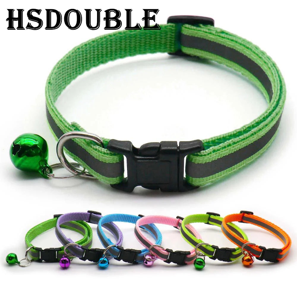 2-Pack Adjustable Reflective Pet Collars with Bell – For Cats & Small Dogs