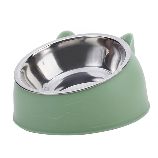 Ergonomic Elevated & Tilted Cat Bowl with Stainless Steel