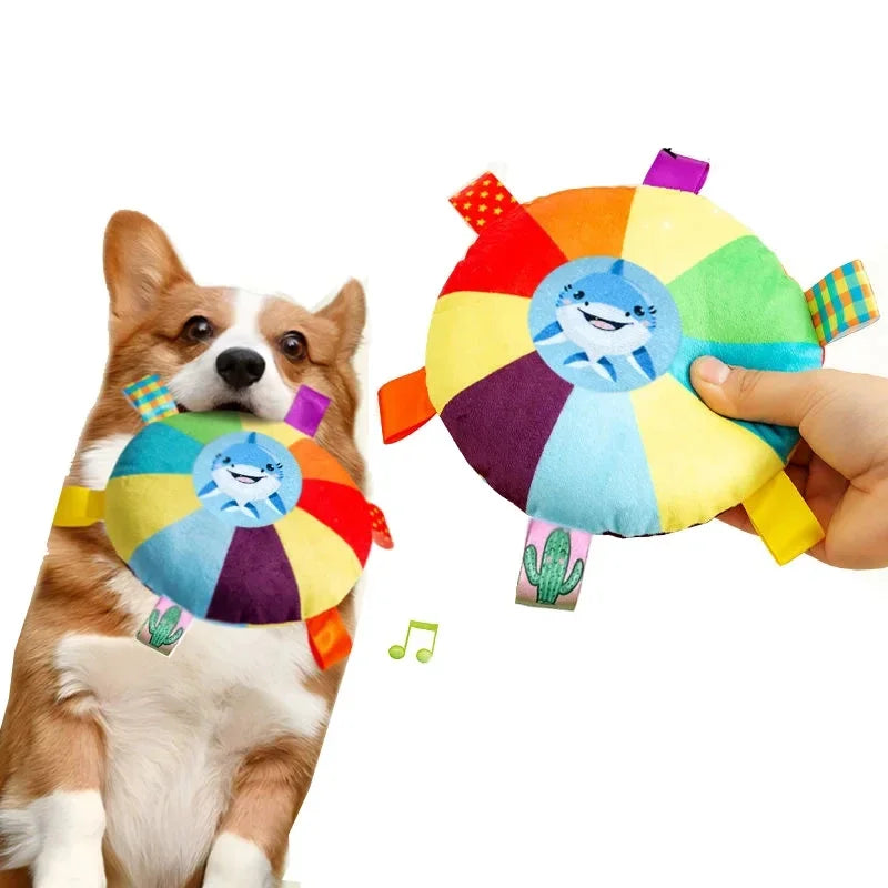 Rainbow Flying Disc Plush Toys – Interactive Chew Set for Dogs