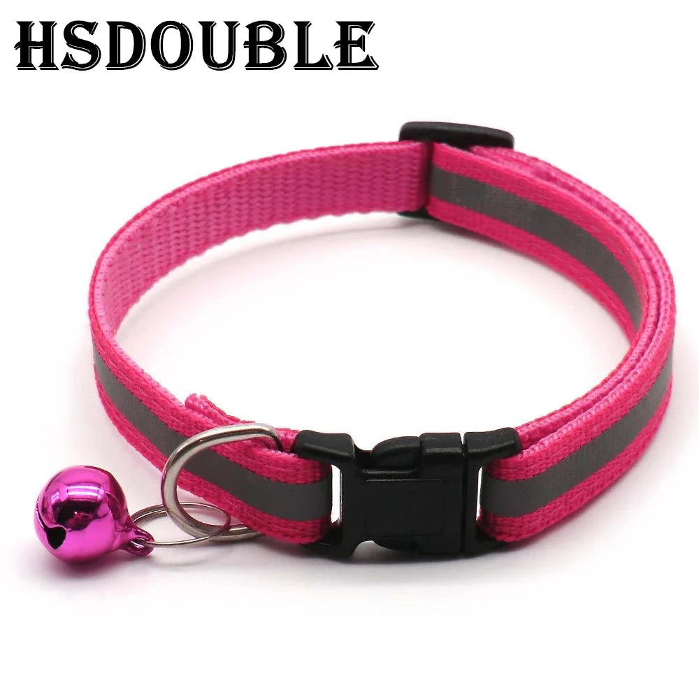 2-Pack Adjustable Reflective Pet Collars with Bell – For Cats & Small Dogs