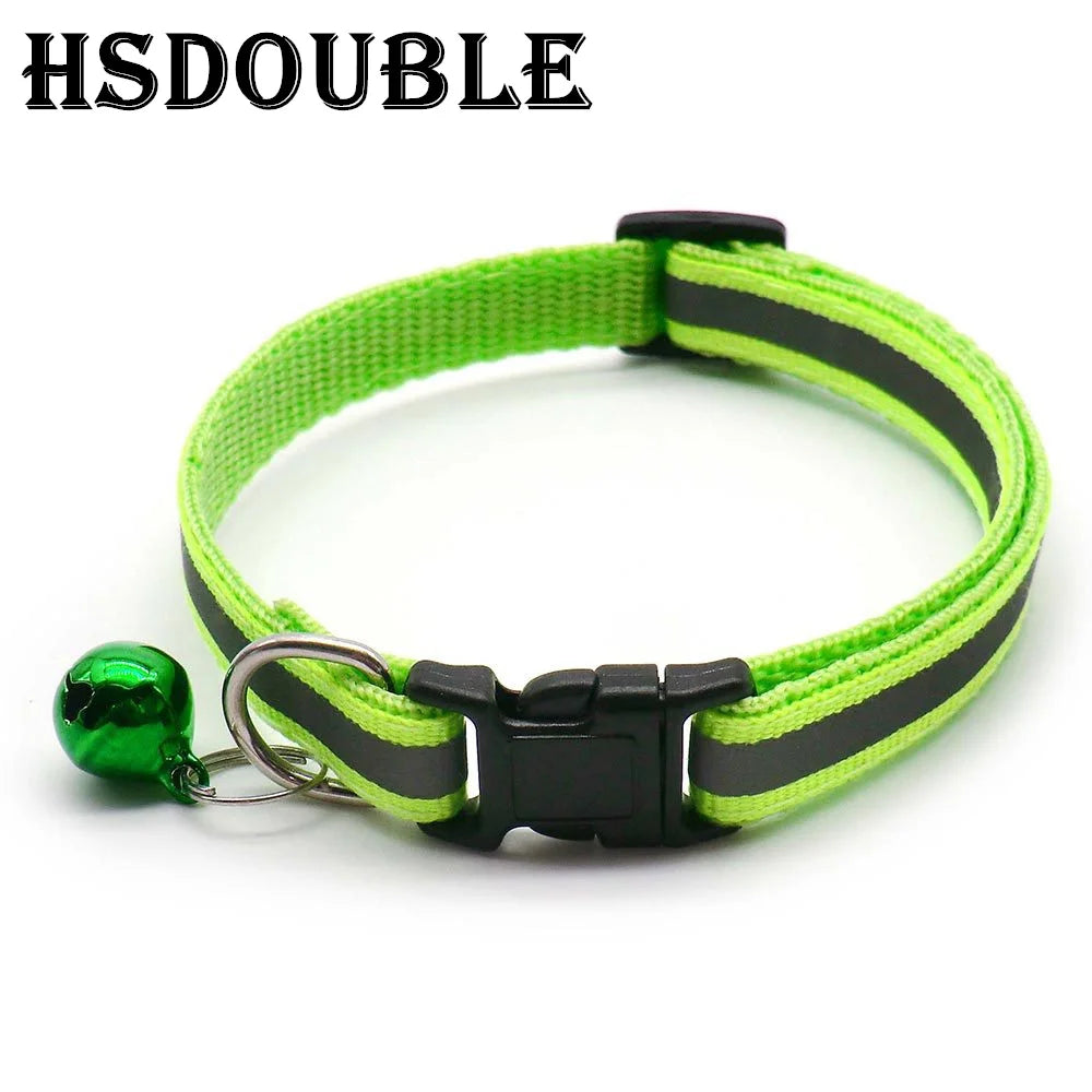 2-Pack Adjustable Reflective Pet Collars with Bell – For Cats & Small Dogs