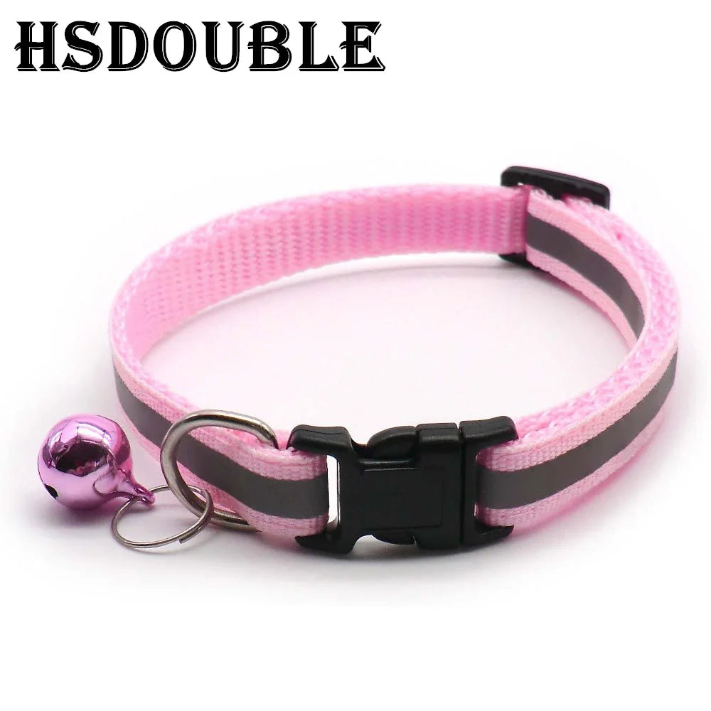 2-Pack Adjustable Reflective Pet Collars with Bell – For Cats & Small Dogs