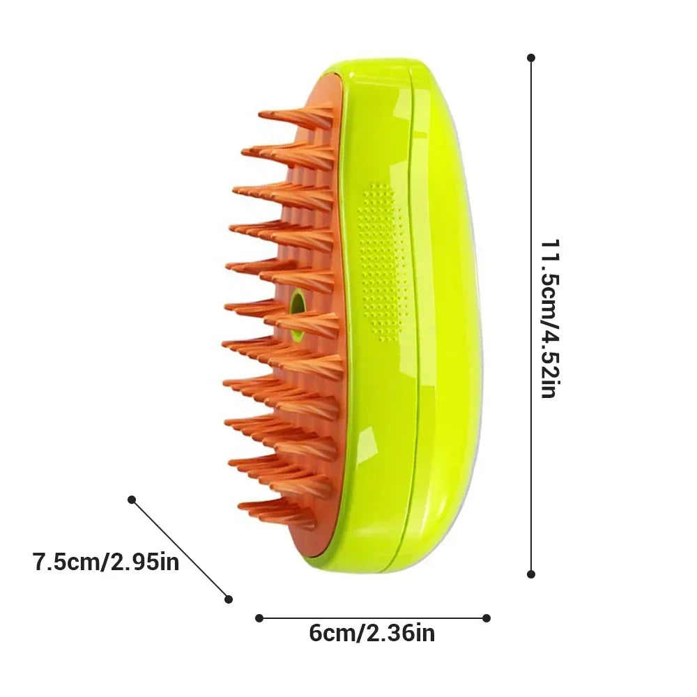 3-in-1 Pet Steam Brush for Shedding, Massage & Grooming