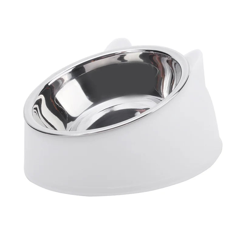 Ergonomic Elevated & Tilted Cat Bowl with Stainless Steel