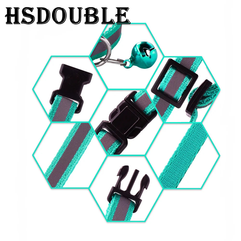 2-Pack Adjustable Reflective Pet Collars with Bell – For Cats & Small Dogs