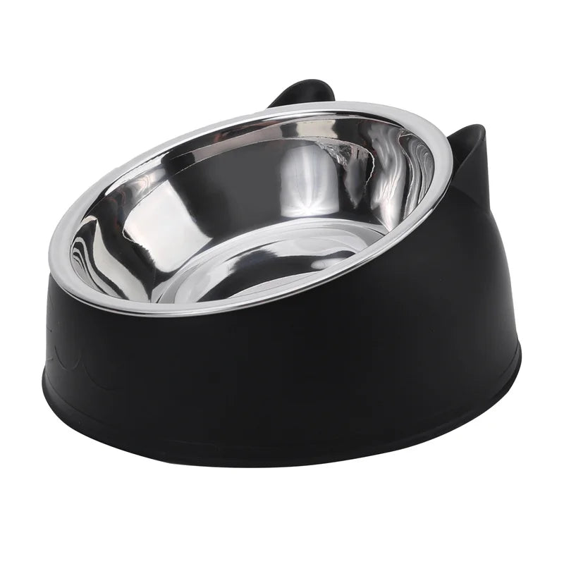 Ergonomic Elevated & Tilted Cat Bowl with Stainless Steel