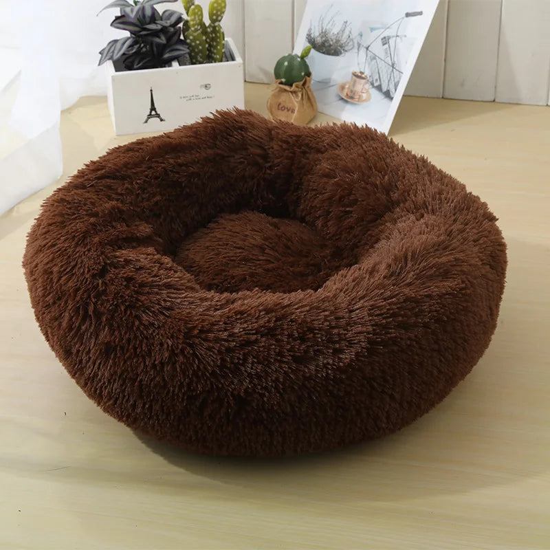 Fluffy Donut Pet Bed – Calming Round Nest for Cats & Small Dogs