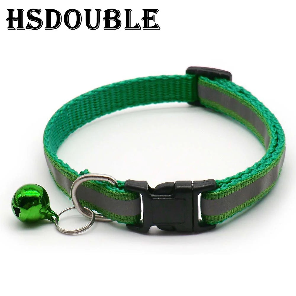 2-Pack Adjustable Reflective Pet Collars with Bell – For Cats & Small Dogs
