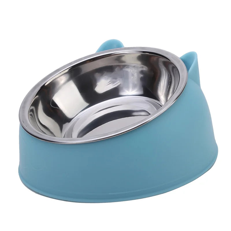 Ergonomic Elevated & Tilted Cat Bowl with Stainless Steel