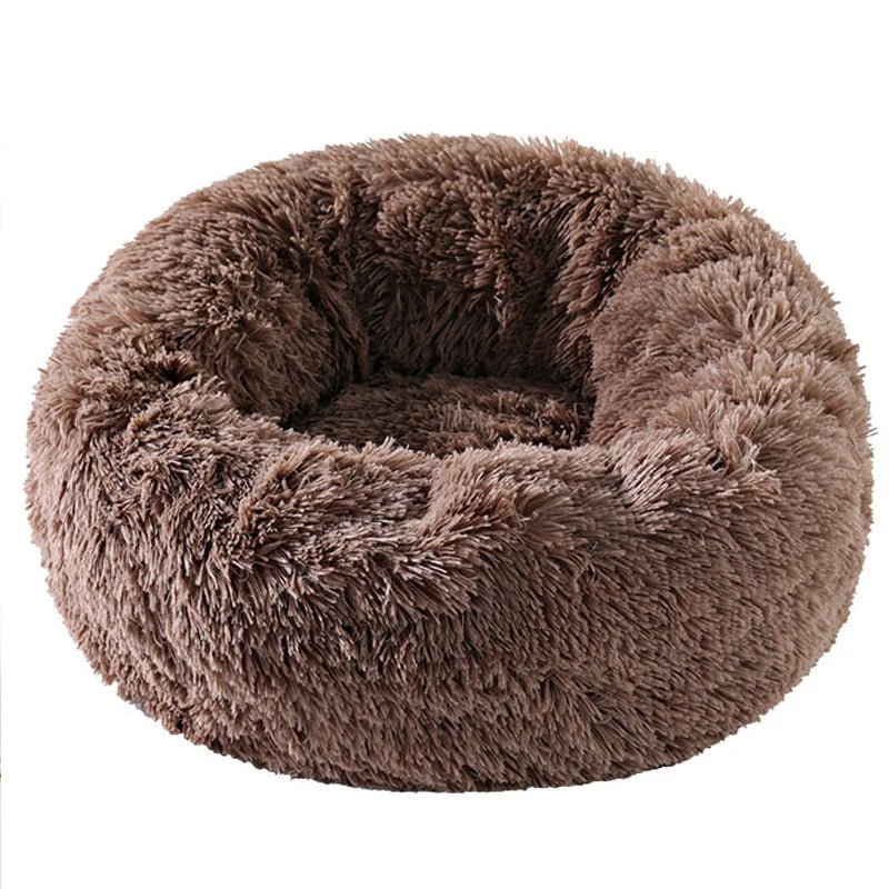 Fluffy Donut Pet Bed – Calming Round Nest for Cats & Small Dogs