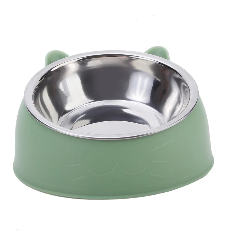 Ergonomic Elevated & Tilted Cat Bowl with Stainless Steel