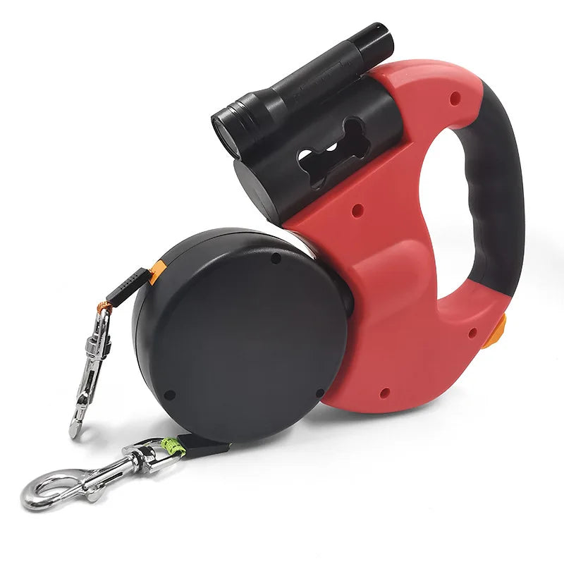 Retractable Dual Dog Lead – Tangle-Free 360° Swivel with LED for Safe Walks