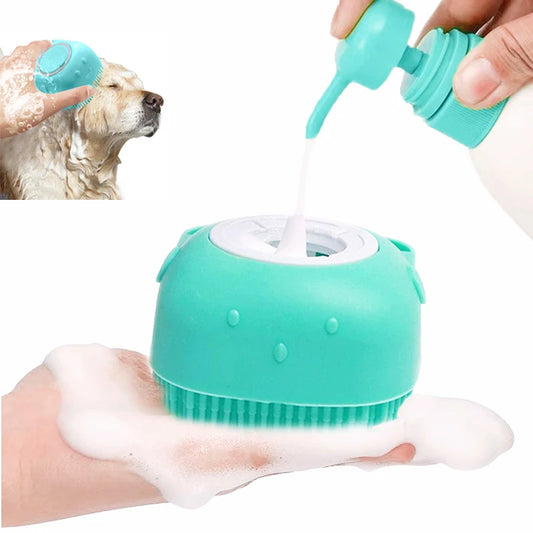 Soft Silicone Pet Bathing Brush & Massager for Dogs & Cats